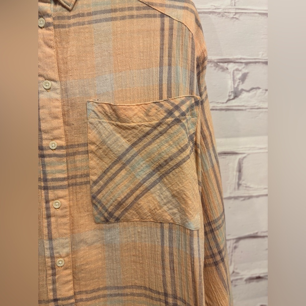 Free People Cropped Cutie Plaid Button Down Shirt Women’s Size Small - Picture 5 of 9